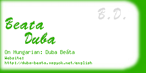 beata duba business card